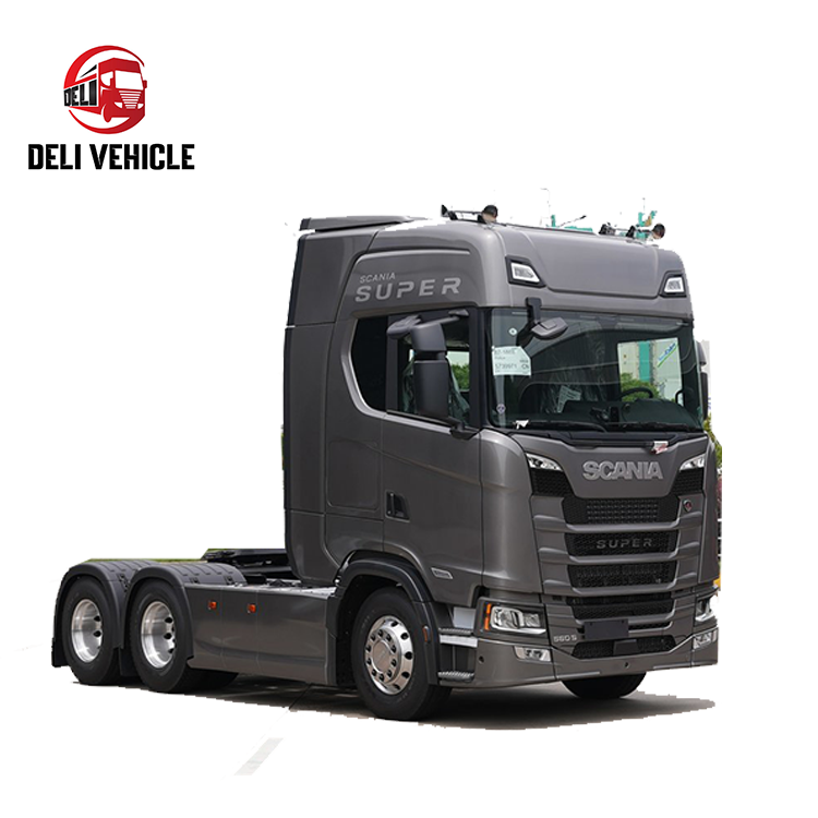 Used scania S560 tractor used tractor's trucker tractor truck for sale, premium S series heavy duty silver grey tractor, left front 45 degree side view