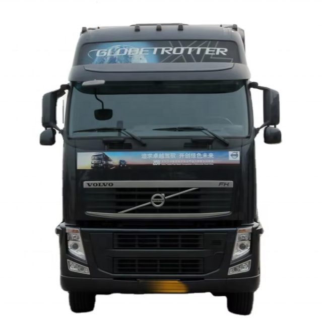 Second hand VOLVO tractor truck trailer truck head FH460 FH440 FH420 FH400 FH500, 400-500HP heavy duty tractor with black cab, front face view, multi-color options available
