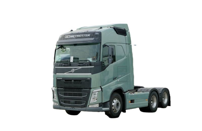 Second hand VOLVO FH500 6X2 tractor truck good condition trailer truck head for sale, 500HP heavy duty light grey green tractor, left front side view