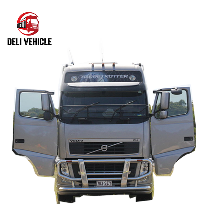 Left front side view of high quality Volvo FH580 6*2 used truck, 580HP second hand trailer with silver grey cab heavy duty tractor head