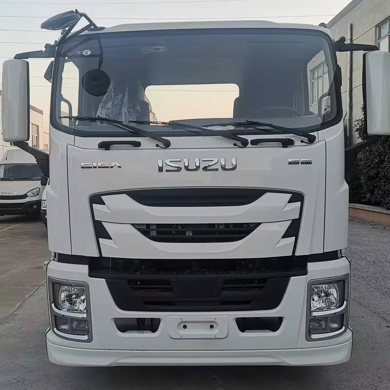 Front face view of used Isuzu Giga 205HP 4*2 platform diesel cargo truck, Euro 6 manual transmission, for Qingling hot sale