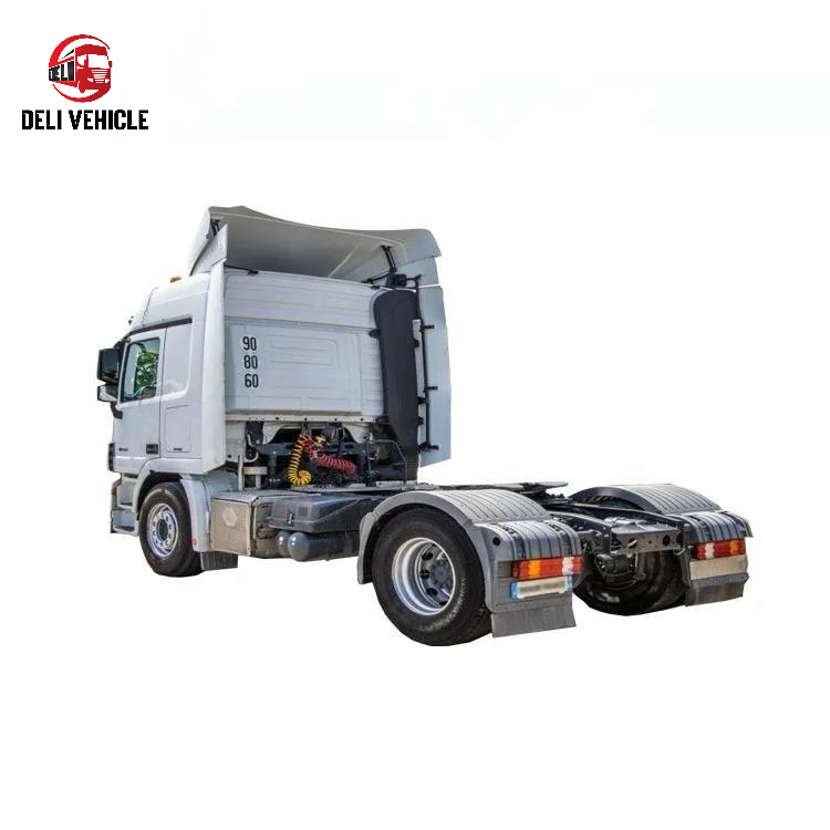 Rear left side view of good condition Mercedes 1844 4X2 used truck, second hand heavy duty tractor head showing rear chassis and undercarriage