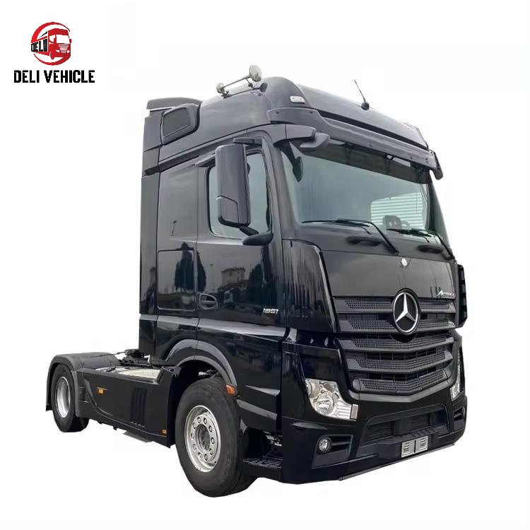 Left front side view of USED Mercedes 1851 4X2 Euro truck, 510HP second hand heavy duty used tractor head with black cab