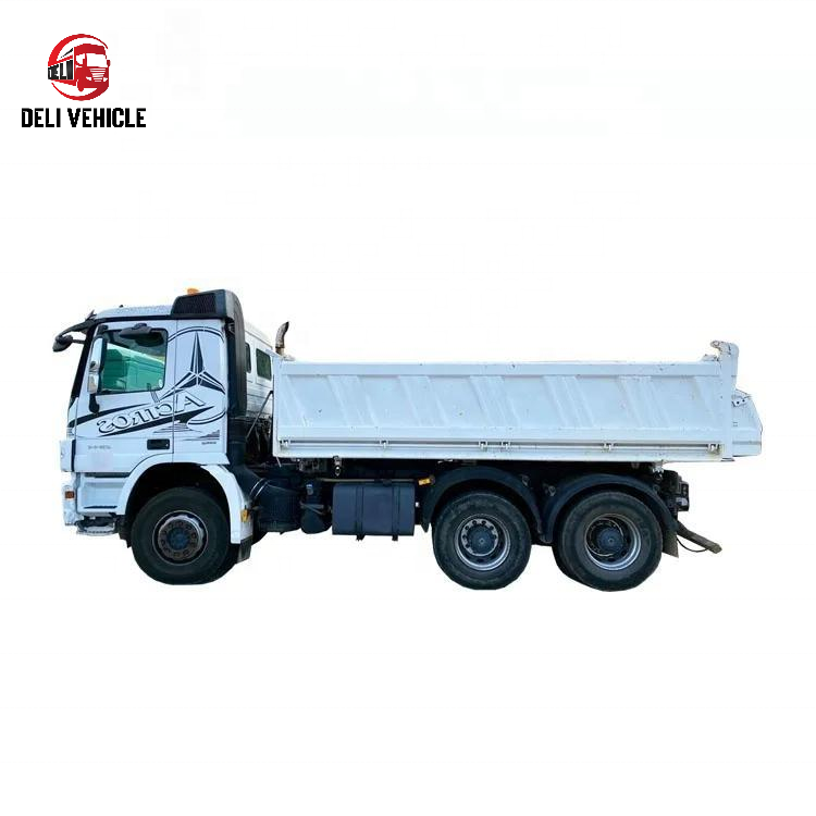 Full left side view of USED Mercedes 2644 6x4 Euro truck, second hand heavy duty used trailer dump tipper truck with cargo bed