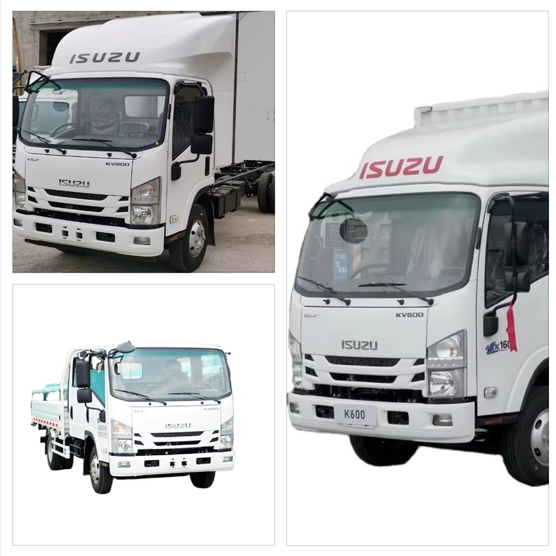 Left front view of high quality used Isuzu KV series 4x2 diesel light cargo truck, lower price van-type truck