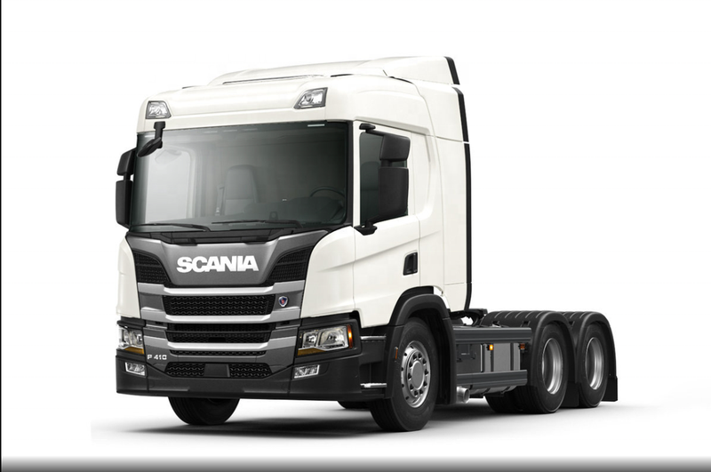 High quality tractor truck SCANIA P410 6x4 used tractor truck for sale, 410HP heavy duty white tractor, left front 45 degree side view showing full vehicle body