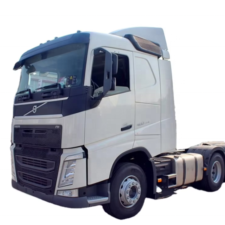 Second hand VOLVO tractor truck trailer truck head FH460 FH440 FH420 FH400 FH500, 400-500HP heavy duty tractor with white cab, left front side view, multi-models for sale