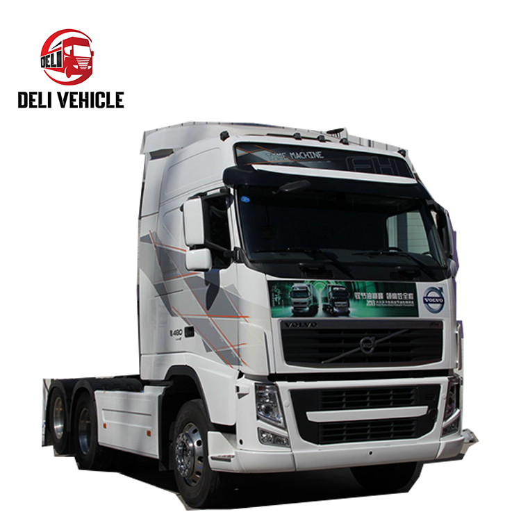 Left front side view of high quality Volvo FH480 6*2 used truck, 480HP second hand trailer with white cab heavy duty tractor head