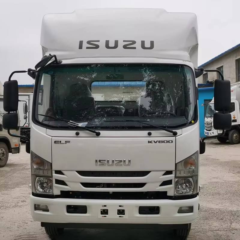 Close-up front view of Isuzu KV series light duty truck cab, good condition used 4x2 diesel cargo van, Euro 6 manual transmission, for sale