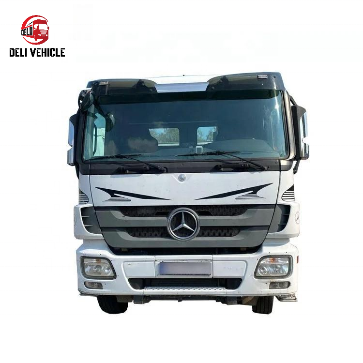 Front face view of USED Euro truck for Mercedes 2644 6x4 used trailer truck, second hand heavy duty dump tipper truck with high roof cab