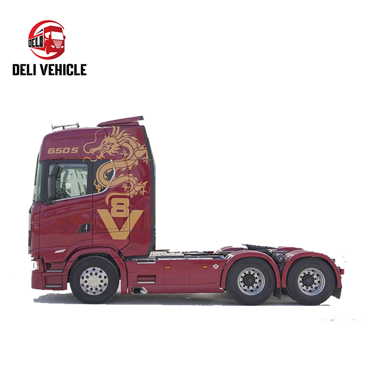 High quality for used scania S650 tractor used tractor's trucker tractor truck for sale, premium S series flagship heavy duty red tractor, full right side view showing cab and chassis