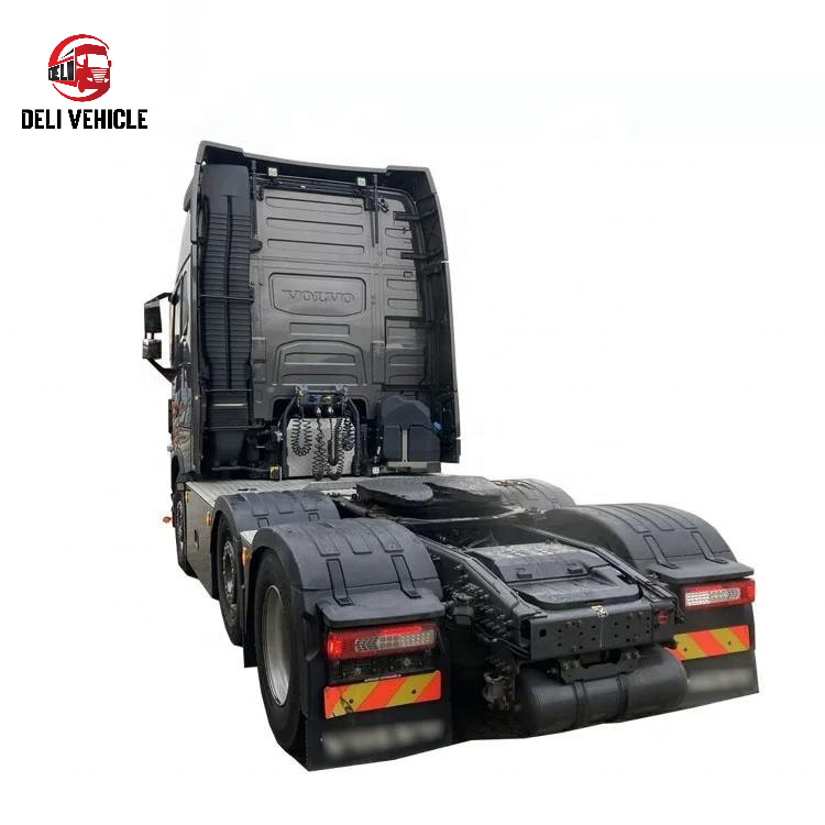 Rear chassis view of USED VOLVO FH500 6x2 Euro trailer truck, 500HP heavy duty used tractor showing rear axles and undercarriage