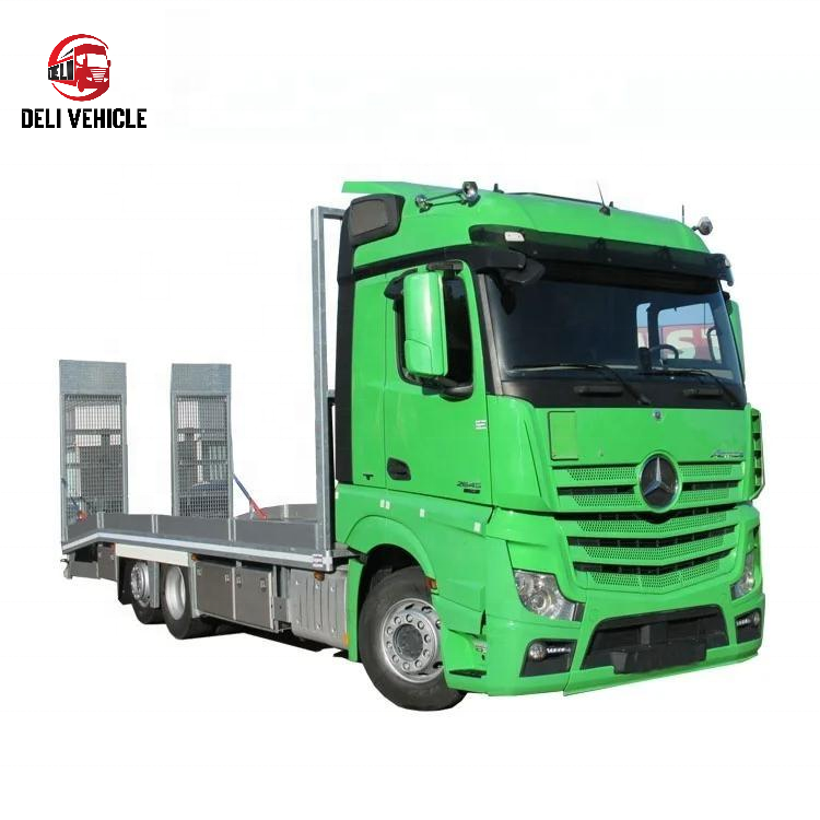 Right front view of second hand used trailer truck for Mercedes 2645 6x4 used tractor truck, 450HP heavy duty flatbed transport vehicle