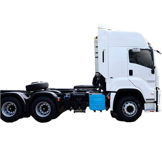 Rear chassis view of used Isuzu VC61 460hp 6x4 tractor truck, showing rear axles and frame assembly