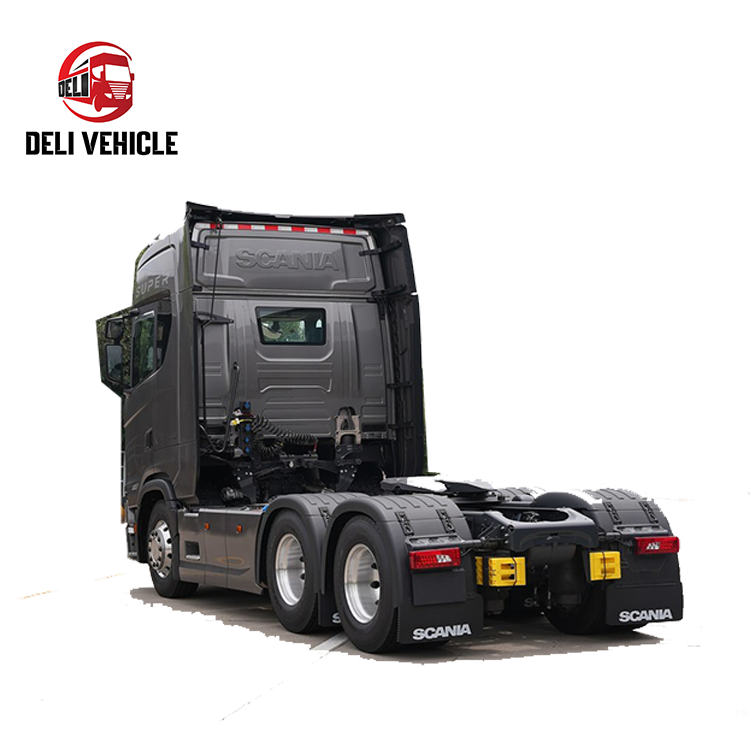 High quality used 6x2 truck for SCANIA S560 used truck second hand trailer truck, premium S series heavy duty tractor showing rear bumper and tail lights, rear view