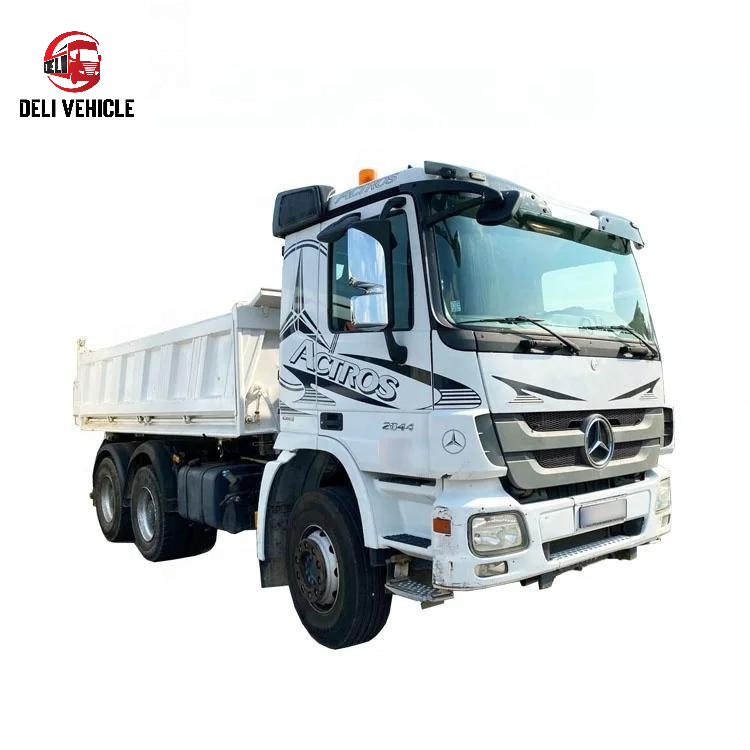 Right front side view of USED Euro truck for Mercedes 2644 6x4 used trailer truck, second hand heavy duty dump tipper truck