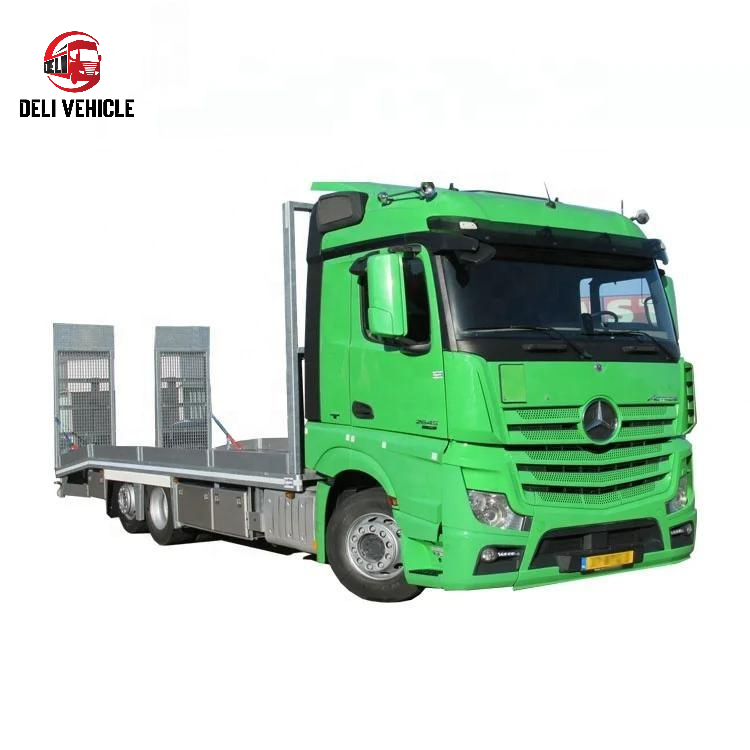 Front right view of second hand Mercedes 2645 6x4 used tractor truck, 450HP heavy duty used trailer flatbed transport truck