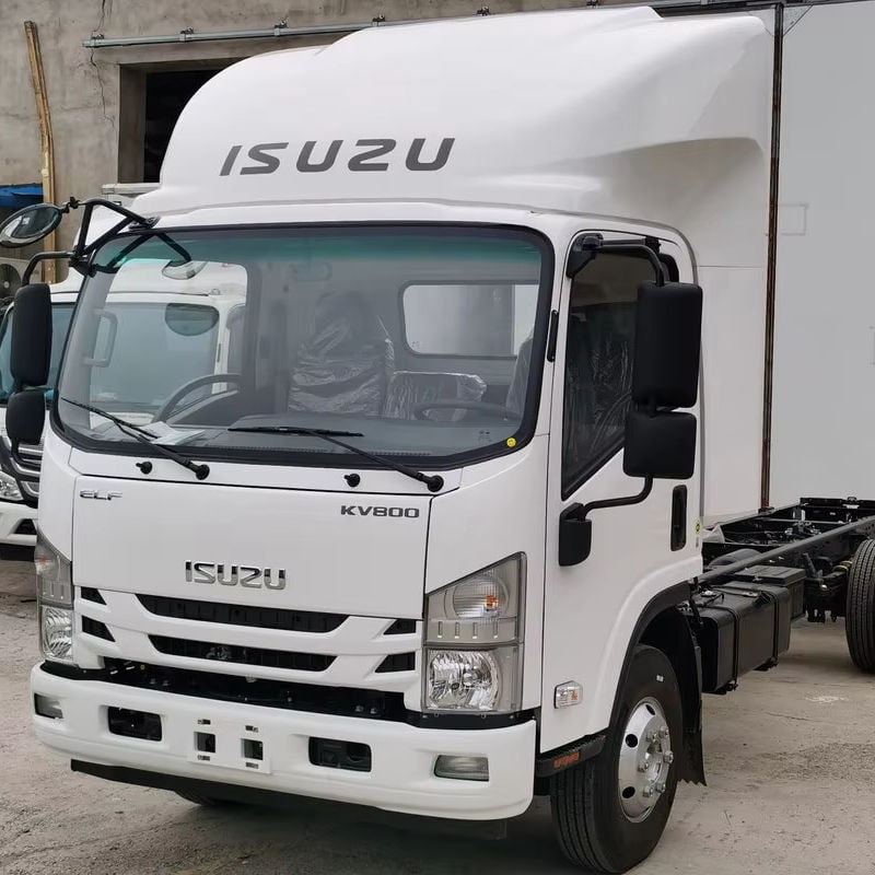 Left front side view of Isuzu KV 800 4x2 Euro 6 manual light duty diesel cargo truck