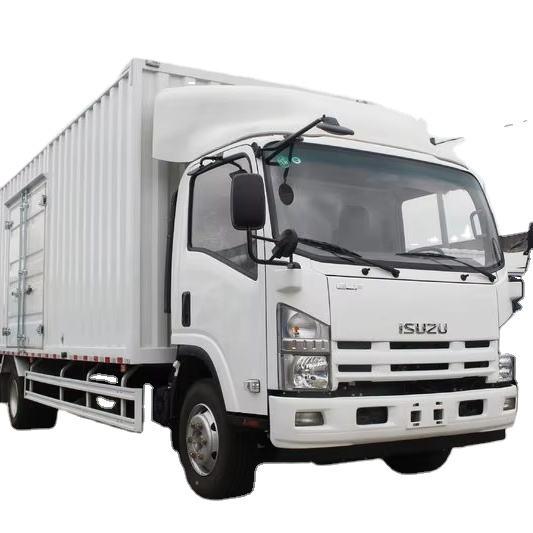 Left front side view of Isuzu 700p 4x2 diesel enclosed box van light truck