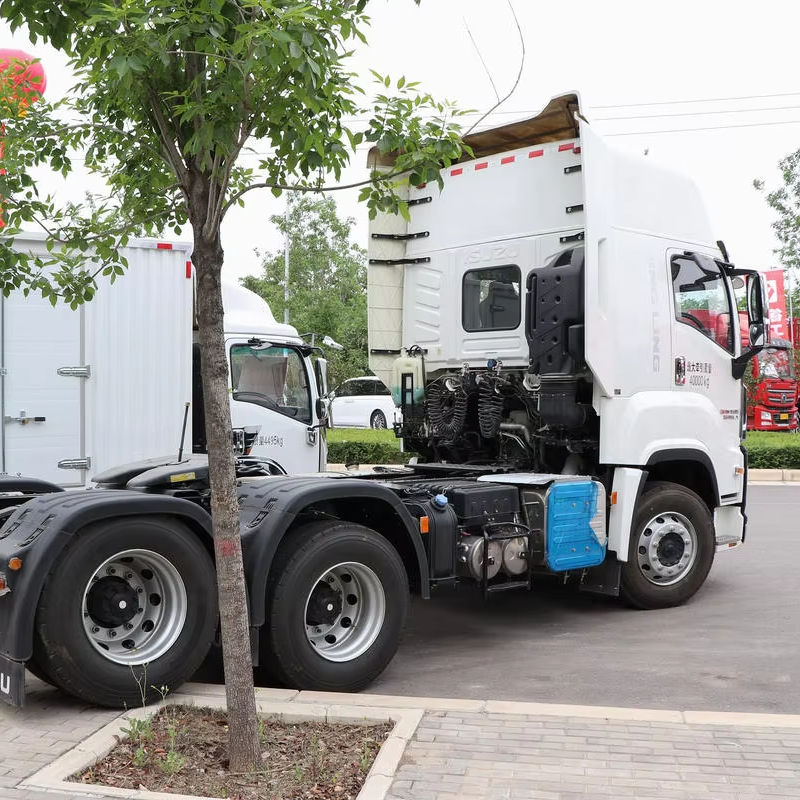 Full left side view of used Isuzu Giga VC66 520hp manual transmission high roof cabin tractor truck
