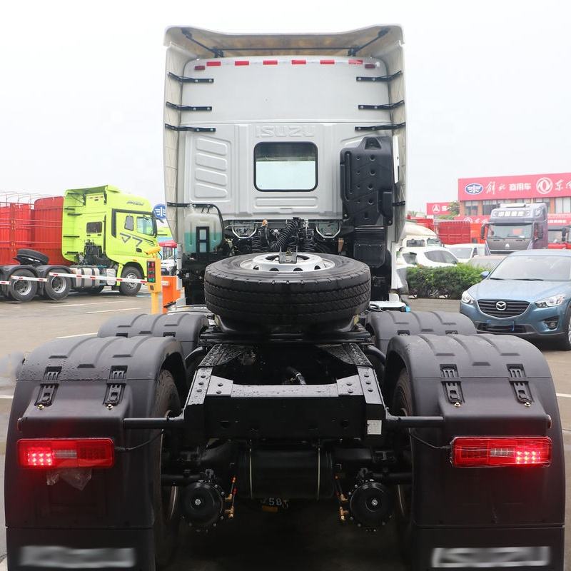 Rear view of white used Isuzu GIGA Vc66 520hp 6x4 manual high roof heavy tractor truck